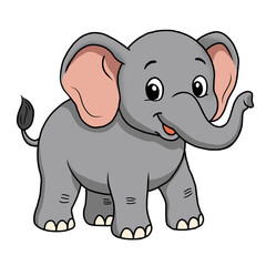 Cute Baby Elephant Cartoon - Animal Illustration