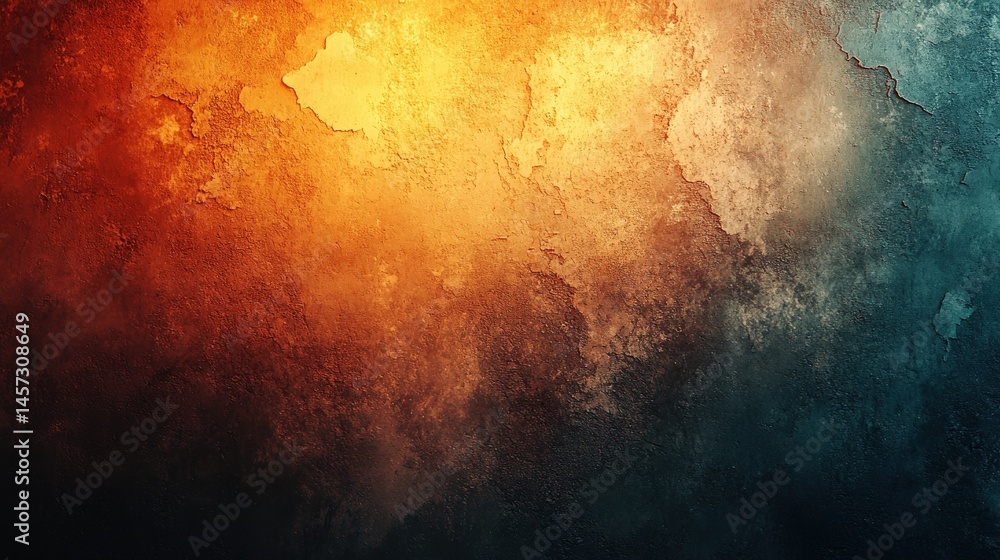 Poster abstract grungy texture background with orange and teal color gradient