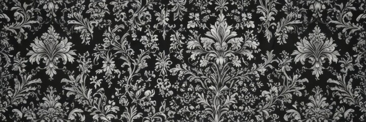 Fototapeta premium Intricate black & white damask, seamless gothic floral wallpaper pattern , background, wallpaper