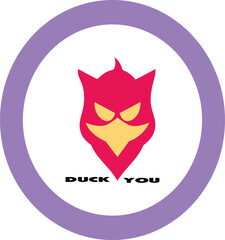 Angry Duck Face Logo Minimalist Black Mask Style Design with Bold Text for T Shirt