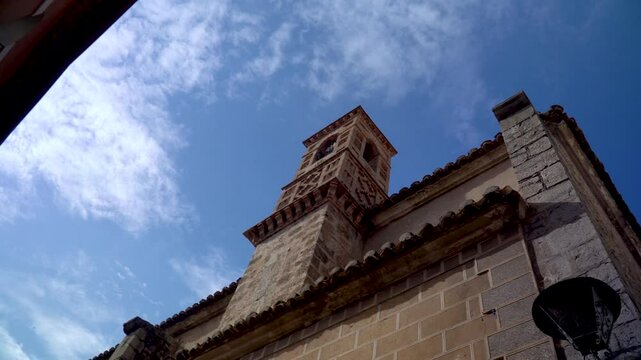 Perspective view to the bell tower, in J&eacute;rica village, Comunidad Valenciana (Spain)