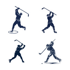 Obraz premium Set of 4 hockey player silhouettes vector