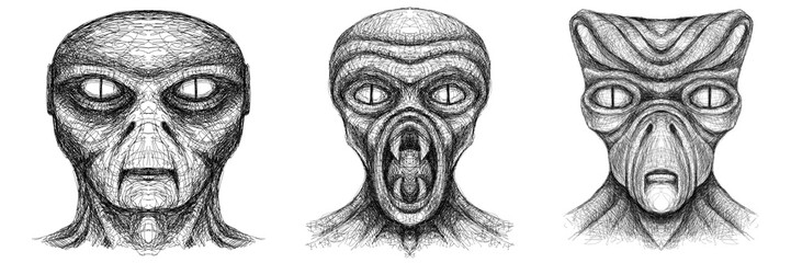 Alien creature, sketch, character idea for horror or game - digital painting. Painted on a tablet.