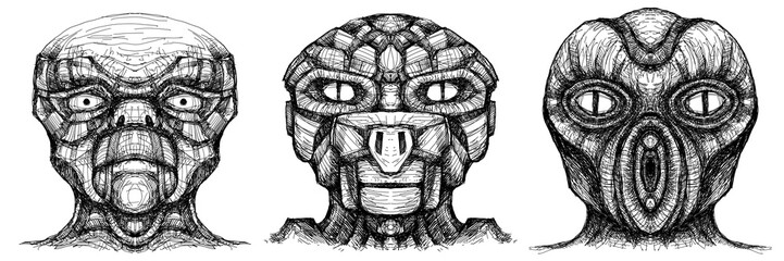 Alien creature, sketch, character idea for horror or game - digital painting. Painted on a tablet.