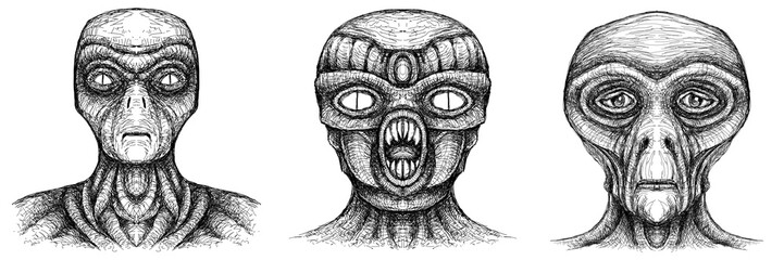 Alien creature, sketch, character idea for horror or game - digital painting. Painted on a tablet.