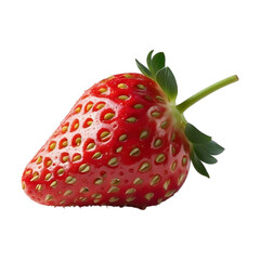 Fresh Red Strawberry with Green Leaves Isolated on White Background