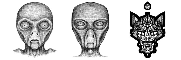 Alien creature, sketch, character idea for horror or game - digital painting. Painted on a tablet.