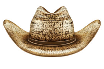 Detailed view of a classic straw cowboy hat with a wide brim, ideal for outdoor activities, fashion statements, and country-themed events or parties.