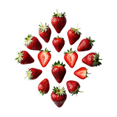 Fresh Red Strawberries Arranged in a Circle on White Background