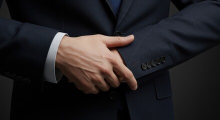 Obraz premium Businessman confidence suit detail professional style confidence formal attire elegance authority leader fashion executive class success preparation integrity power presentation