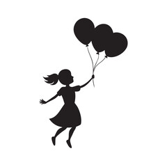 Girl Holding Balloon In Flight