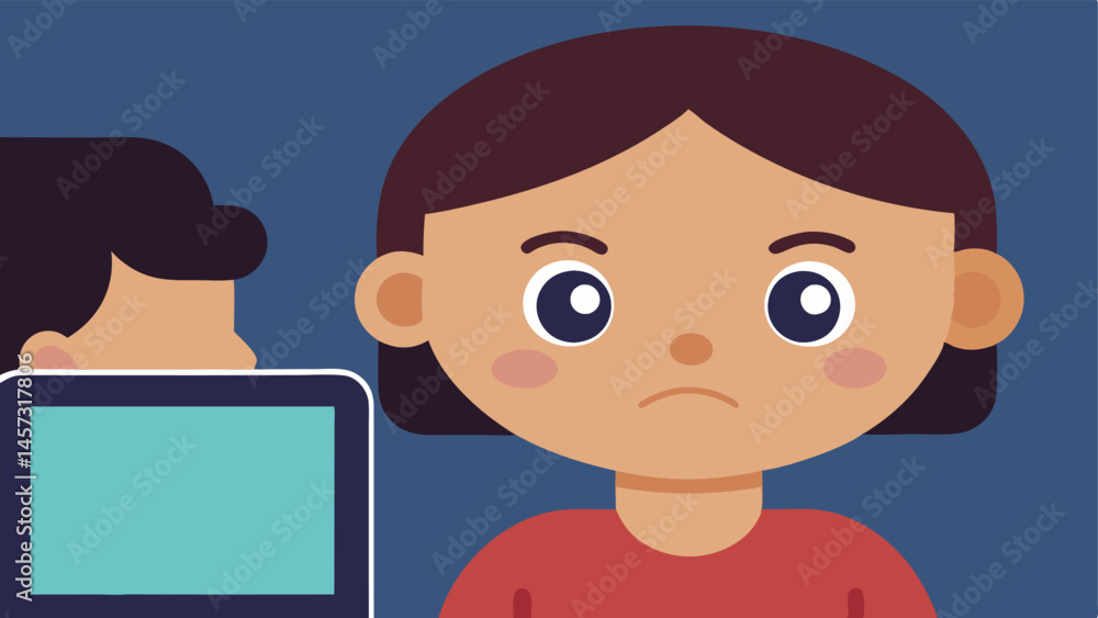 Poster diminished eye contact a closeup of a childs face with a blank expression focused on a screen while 