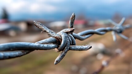 Close-up of Rusty Barbed Wire