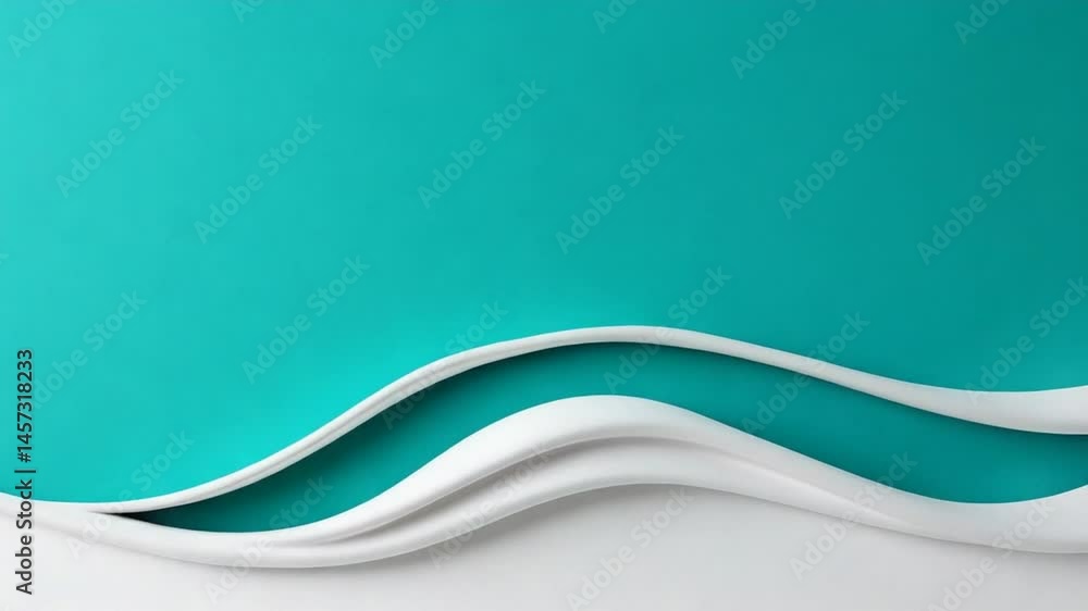Poster abstract modern background with teal color and flowing wave shapes creating a soothing and artistic 