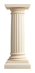 Obraz premium Classical beige marble column with fluted design and decorative base on a transparent background