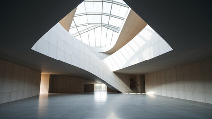 Empty spacious room with concrete walls