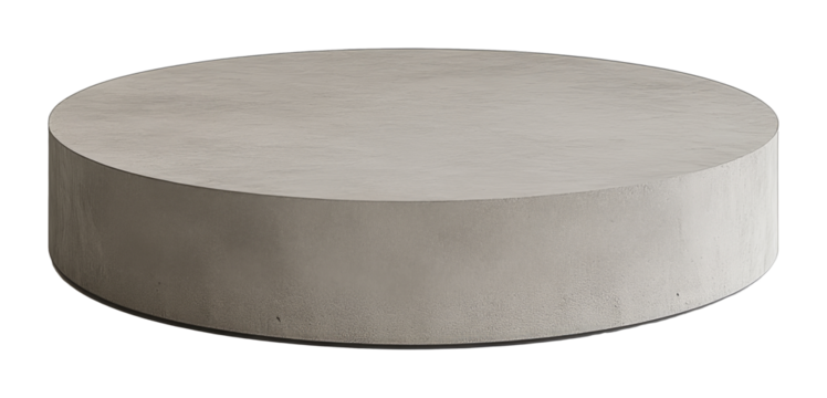 Round concrete pedestal isolated on transparent background, 3d rendering of a display stand