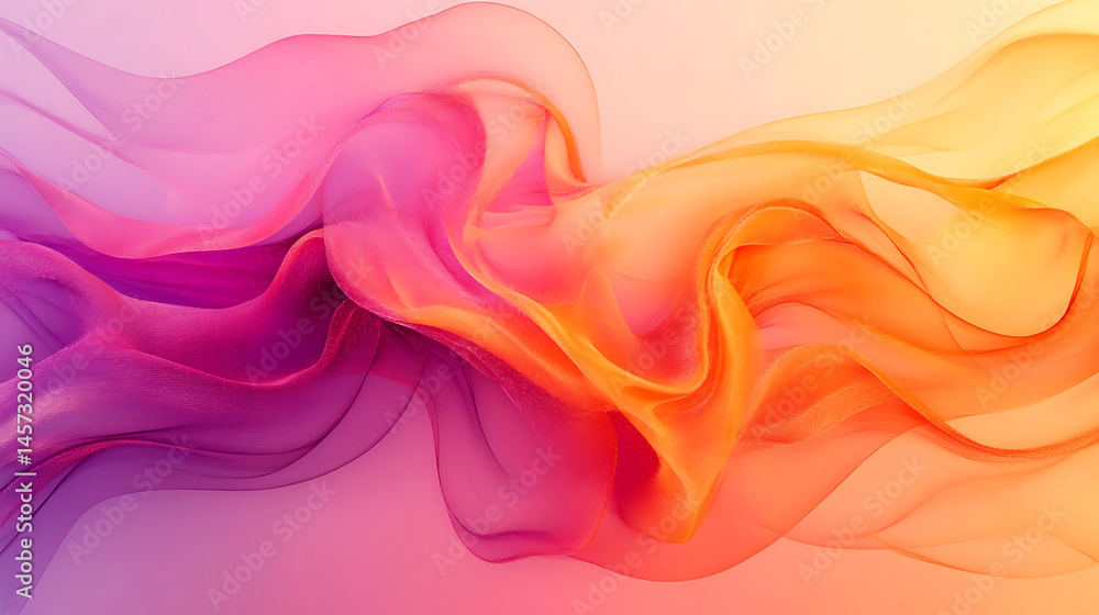 Poster abstract flowing gradient background with delicate light and soft texture in pink orange and purple 