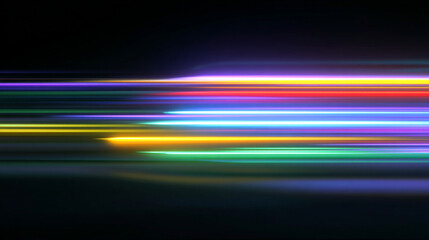 Abstract multicolored light streaks on a dark background creating a sense of speed and movement