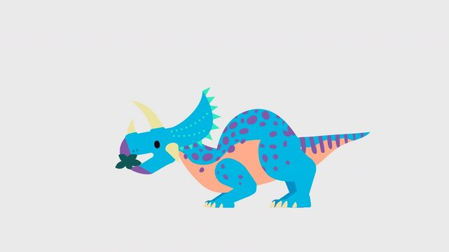 Anchiceratops Animation Loop &ndash; Prehistoric Dinosaur in Cartoon Style &ndash; Transparent Background + Alpha Channe