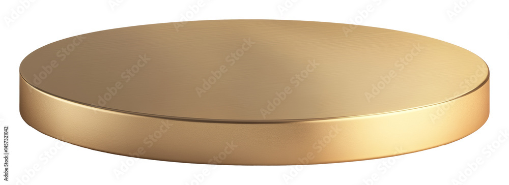 Poster golden round platform with reflective surface on transparent background