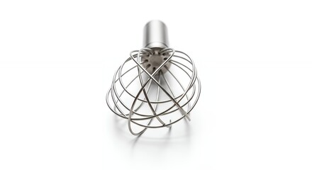 Metal whisk against white background