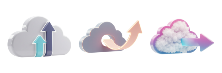 Cloud Upload & Sync Icons – 3D Arrow Symbol Set