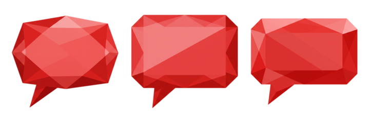 Red Polygon Chat Bubbles – Faceted Message Icon Set