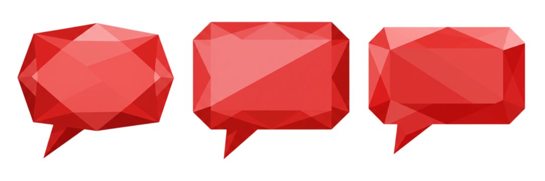 Red Polygon Chat Bubbles – Faceted Message Icon Set