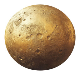 Fototapeta premium Golden textured moon with craters in a 3d illustration on a transparent background