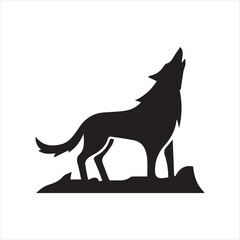 Wolf on Rock Vector Illustration