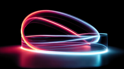 Luminous Flux: Neon Curves in Motion. Generative AI