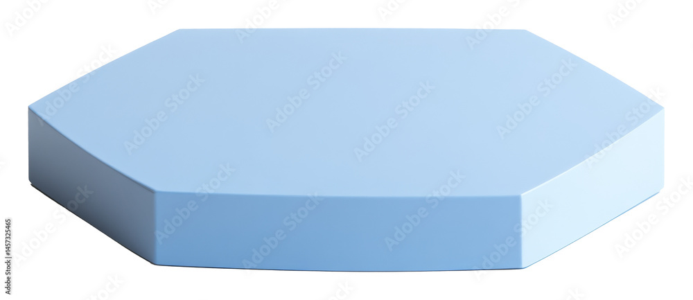 Poster light blue octagonal platform with smooth edges and 3d rendering, transparent background