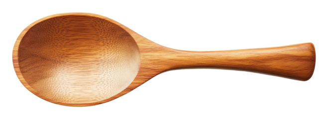 Wooden spoon isolated on a transparent background, natural kitchen utensil concept