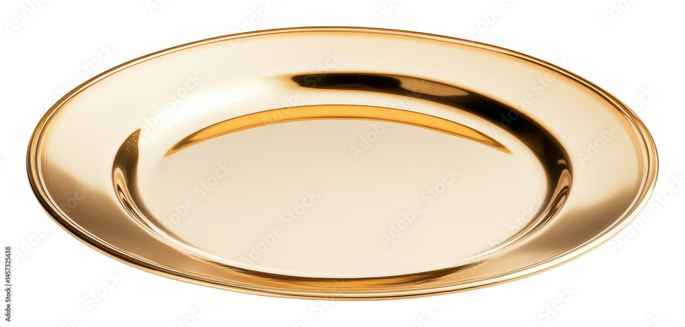 Poster shiny golden plate reflecting light with an elegant design on a transparent background, 3d rendering