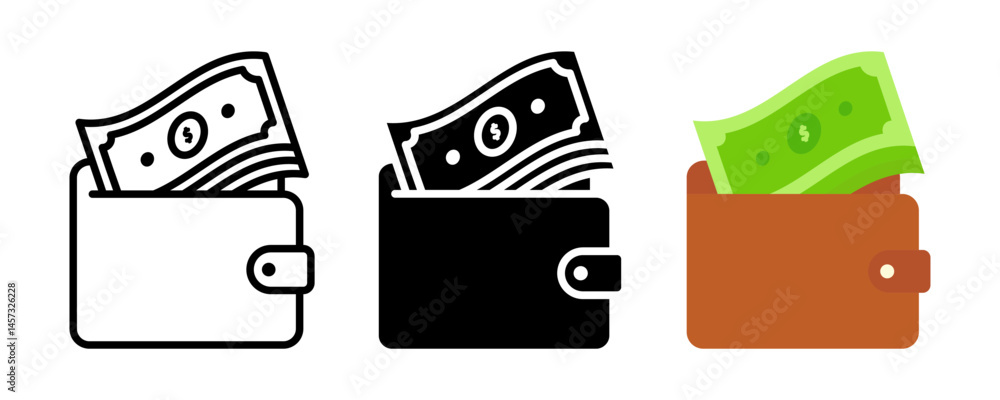 Poster wallet icon set. for mobile concept and web design on white background