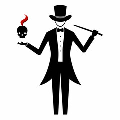 Silhouette art illustration of a magician performing magic.