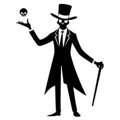 Silhouette art illustration of a magician performing magic.