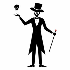 Silhouette art illustration of a magician performing magic.