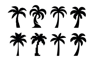 Palm tree icon set &ndash; various styles and shapes for design projects. Vector icons set