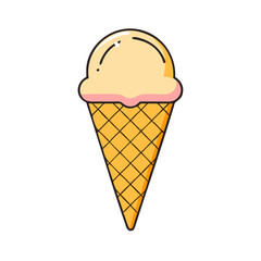 Delicious vanilla ice cream cone illustration for summer dessert and sweet treat design needs