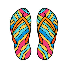Colorful summer flip flops beach sandals footwear vacation travel fashion accessories style design