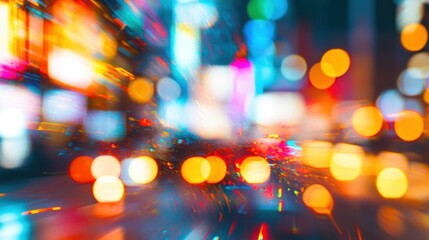 Vibrant abstract image featuring lights bokeh and motion blur effects