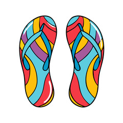 Colorful summer flip flops vector art for beach vacation footwear fashion design illustration style