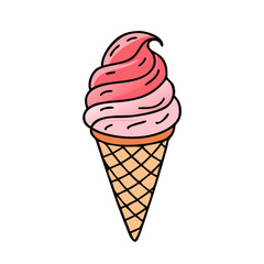 Ice cream cone dessert sweet treat frozen food summer delicious pink waffle cone graphic design art