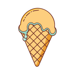 Delicious ice cream cone vector illustration with sweet dessert cone graphic design summer treat design