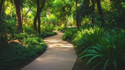Fototapeta premium Serene Pathway Through Lush Garden