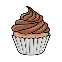 Delicious chocolate cupcake vector illustration for bakery shop and dessert recipe design ideas