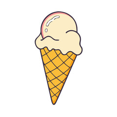 Vanilla ice cream cone drawing illustration vector graphic summer dessert sweet treat delicious food design