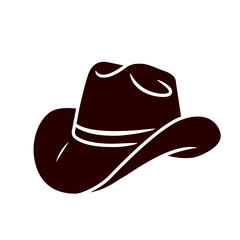 Black silhouette of cowboy hat isolated on white background. icon. vector illustration